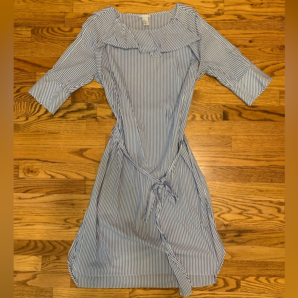 H&M Striped Cowl Neck Sundress with Cuffed Sleeves